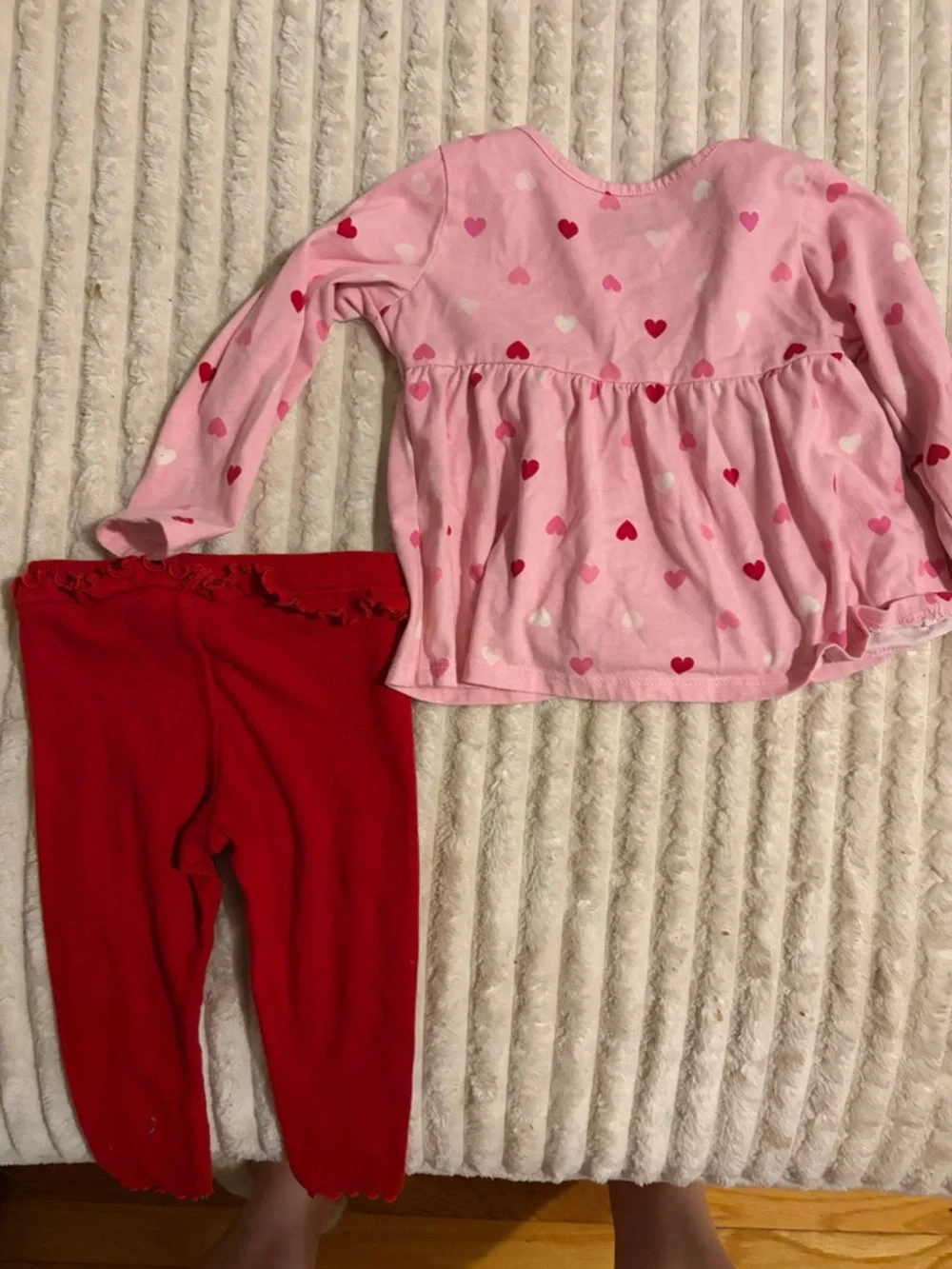 The Children's Place Pink Heart Top with Red Ruffle Leggings - Picture 7 of 7